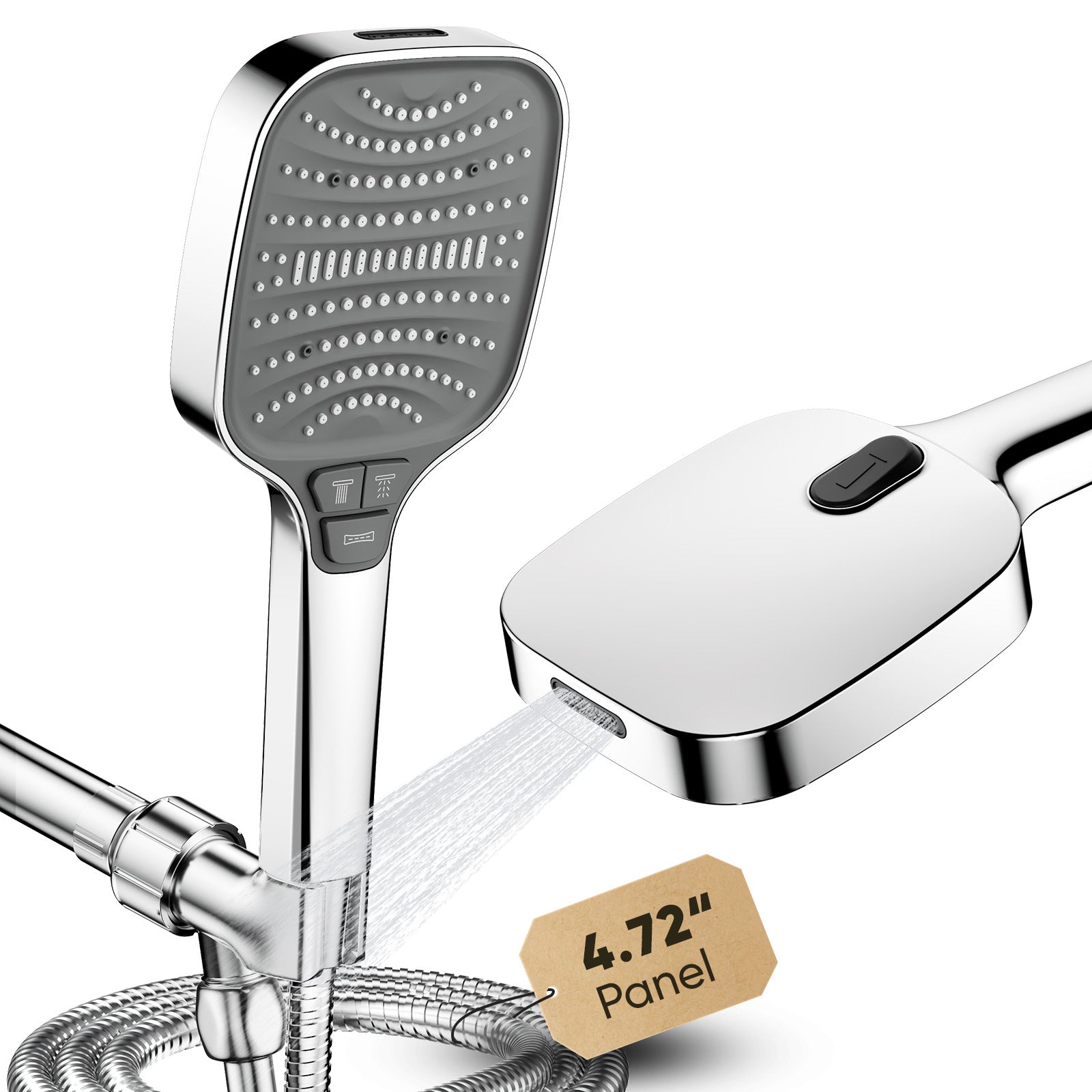 ENRUNEST Shower Head,8 Modes High Pressure Shower Head with Handheld,ABS Plastic Material,Anti-clog Nozzles,Built-in Power Wash to Clean Tub,Tile & Pets,59″ SUS 304 Hose & Thickened Bracket,Chrome