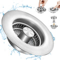 ENRUNEST Upgraded 3 in 1 Kitchen Sink Drain Strainer & Kitchen Sink Stopper,Stainless Steel Basket,Anti-Clogging,100% Rust-Proof,High Durability with Brass Core,Fit 3-1/2",Chrome