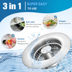 ENRUNEST Upgraded 3 in 1 Kitchen Sink Drain Strainer & Kitchen Sink Stopper,Stainless Steel Basket,Anti-Clogging,100% Rust-Proof,High Durability with Brass Core,Fit 3-1/2",Chrome