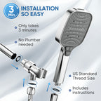 ENRUNEST Shower Head,8 Modes High Pressure Shower Head with Handheld,ABS Plastic Material,Anti-clog Nozzles,Built-in Power Wash to Clean Tub,Tile & Pets,59″ SUS 304 Hose & Thickened Bracket,Chrome