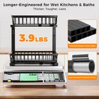 ENRUNEST Under Sink Organizer,2 Pack Under Kitchen Sink Organizer,2 Tier Sliding-Out,5 Level Height Adjustable,Thickened Carbon Steel,Anti-rust Treatment,For Kitchen Bathroom Black